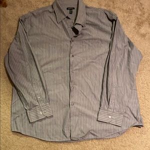 Gray and White Striped button down shirt